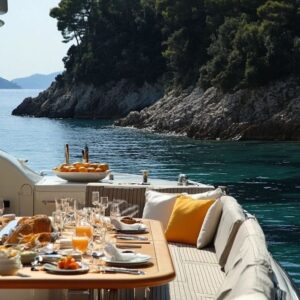 seaside breakfast table set
